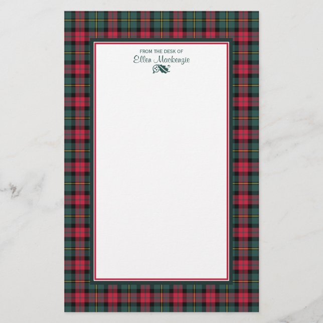 1950er Jahre Weihnachten Kariert Personalisiert Briefpapier (Vorderseite)