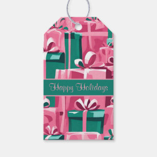 1950er Jahre Weihnachten Retro Pink & Green Geschenkanhänger