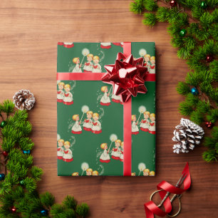 1950er Jahre Weihnachtsgeschenk Wrap - Chor Childr Geschenkpapier