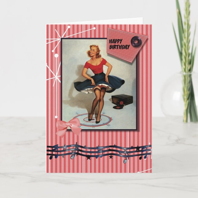 1950er Jiving Button up Girl Karte (Vorderseite)