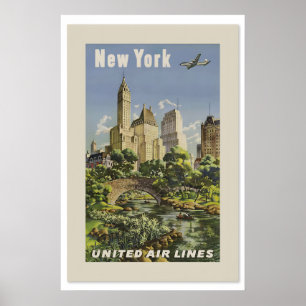 1950er New York Central Park im Vintage-Stil Reise Poster