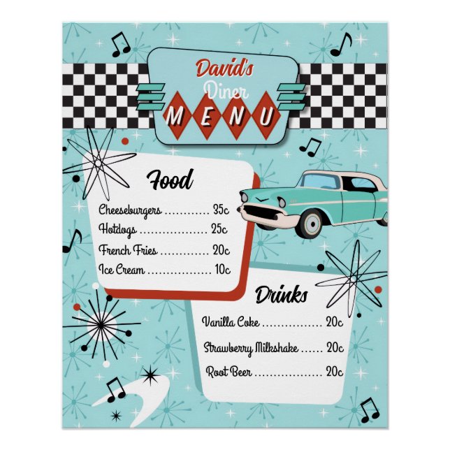 1950er Retro-Diner-Menü Poster (Vorderseite)