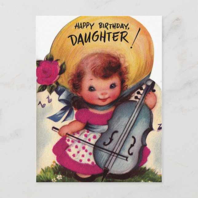 1950er Vintag Happy Birthday Daughter Postkarte (Vorderseite)