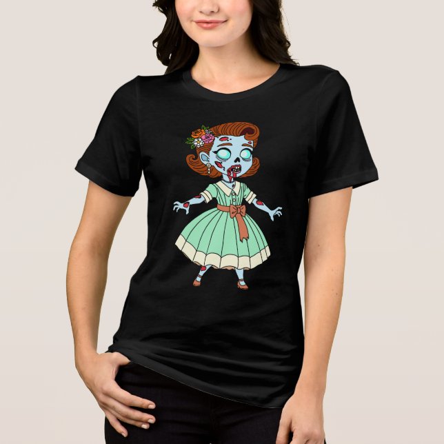 1950er Zombie Mädchen Tri-Blend Shirt (Vorderseite)