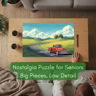1950s Country Road & Red Pickup Truck for Seniors