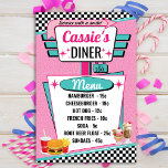 1950's Diner Vintage Menu Poster<br><div class="desc">Celebrating your next special birthday or celebration in the timeless 1950's Diner theme. Go all out and create these cute customized diner poster menus! These feature teal, white, pink and black, with checked pattern and a 1950's Invite Central also has matching invitations and favor tags and other party printables in...</div>