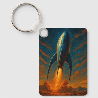 1950s inspired rocket ship  schlüsselanhänger