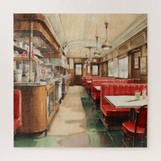 1950s Retro American Diner Watercolor