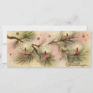 1950's Retro Pine Christmas Card Feiertagskarte