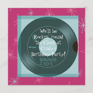 1950's Theme Birthday Invitations
