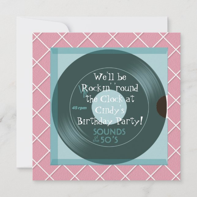 1950's Theme Birthday Invitations (Devant)