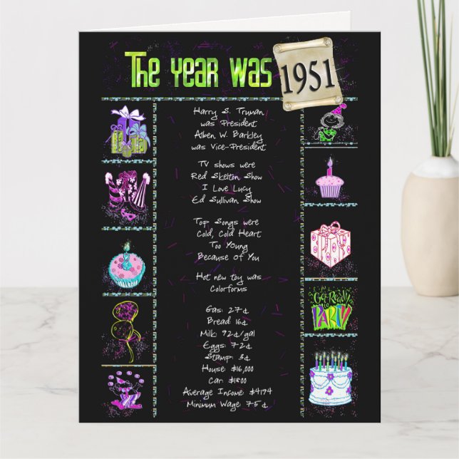 1951 Birthday Karte (Vorderseite)