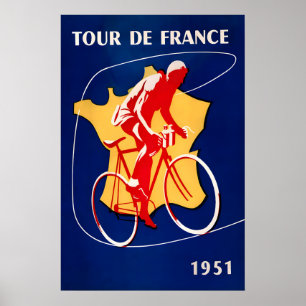 1951 Französische Fahrradrennen Poster Drucke
