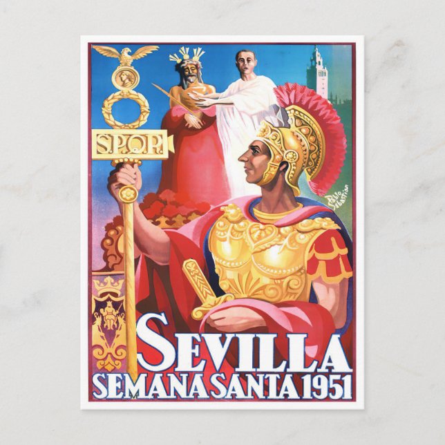 1951 Sevilla Spanien Vintage Reise Postkarte (Vorderseite)