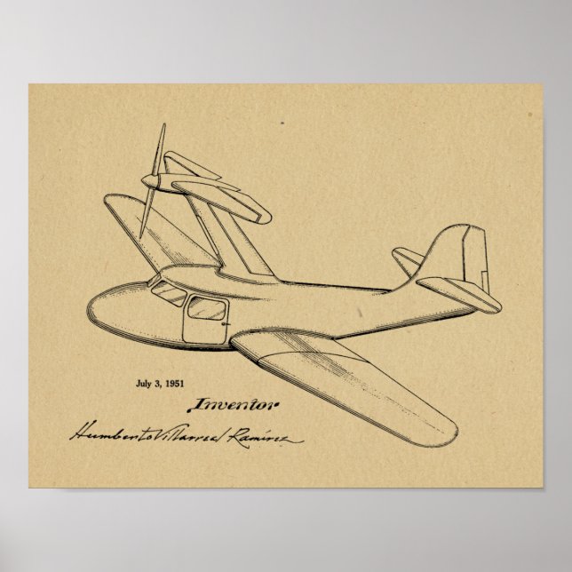 1951 Top-Prop-Flugzeug-Patentkunst Zeichnend Print Poster (Vorne)
