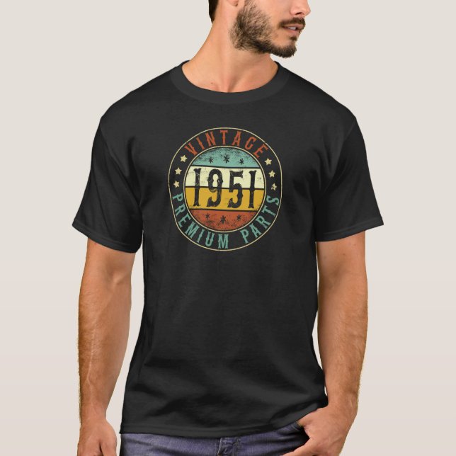 1951 Vintage Premiumteile, Geboren 1951 T-Shirt (Vorderseite)
