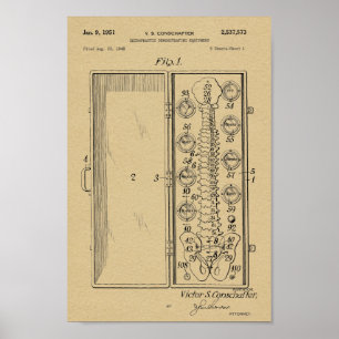 1951 Vintager Chiropraktik-Dorn-Patent-Kunst-Druck Poster
