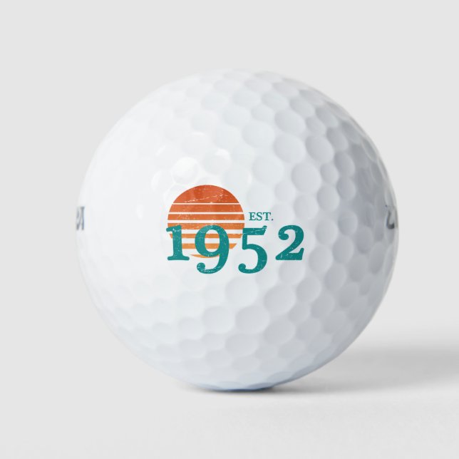 1952 70. Geburtstag Vintager Sonnenuntergang Golfball (Vorderseite)