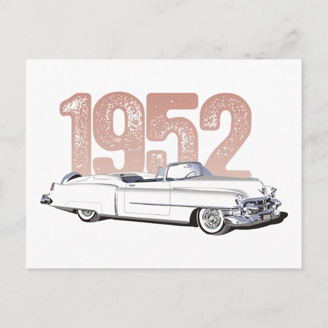 1952 Cadillac Coupe De Ville, weiß konvertierbar Postkarte (Vorderseite)