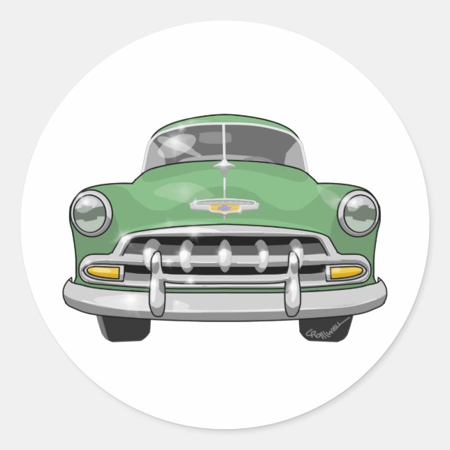 1952 Chevrolet Deluxe Runder Aufkleber (Vorderseite)