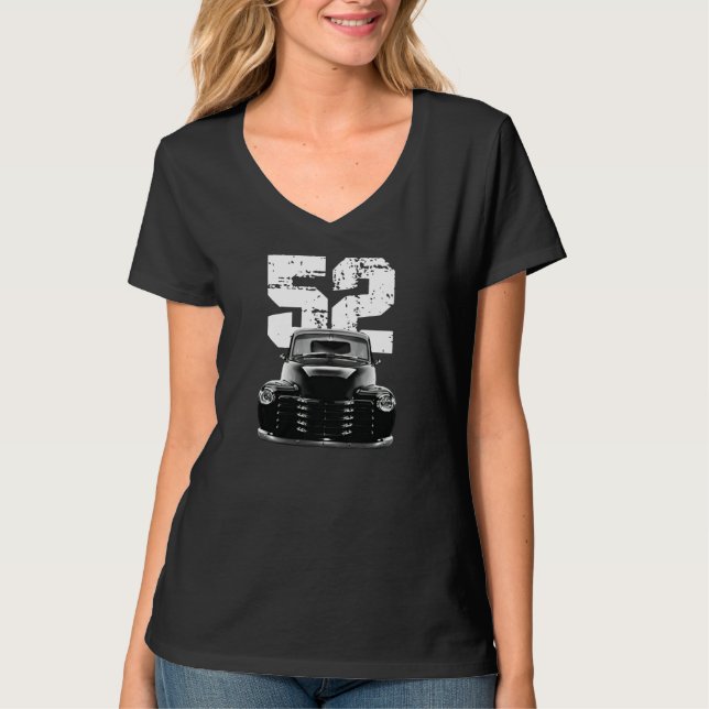 1952 Chevy 3100 Pick Up Truck Front View mit Jahr T-Shirt (Vorderseite)