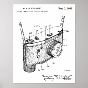 1952 Reflex Camera Brevet Art Dessin Impression