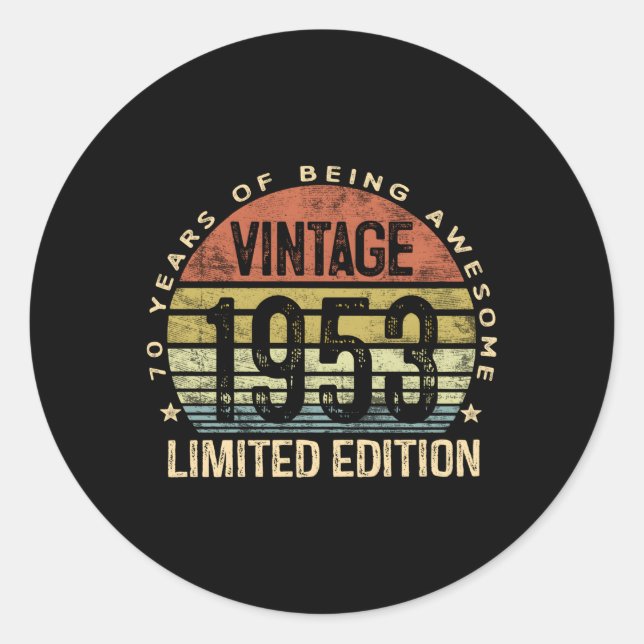 1953 70 70. RUNDER AUFKLEBER (Vorderseite)