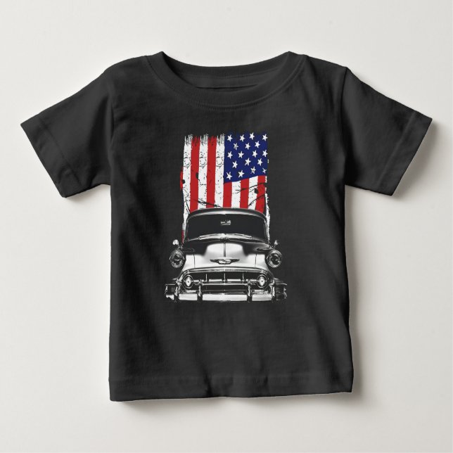 1953 Chevy 210 Front Grill View mit US Flag Baby T-shirt (Vorderseite)