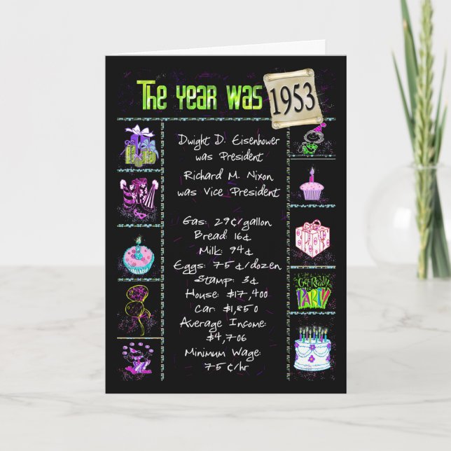 1953 Geburtstagsjahr Spaß Trivia Fakten Karte (Vorderseite)