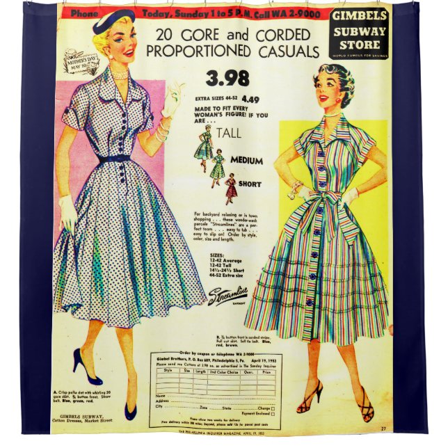 1953 Gimbels Subway Store Kleidung Verkauf und Dru Duschvorhang (Vorderseite)