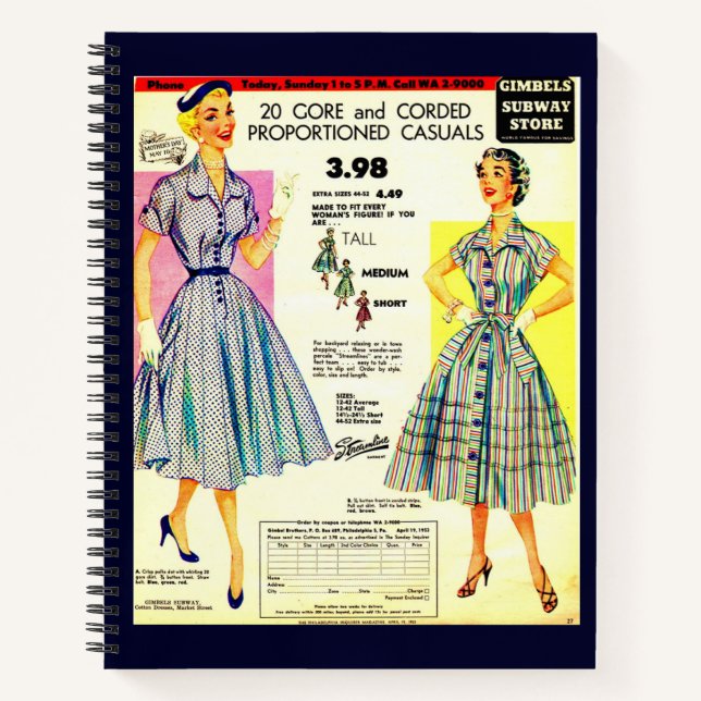 1953 Gimbels Subway Store Kleidung Verkauf und Notizbuch (Vorderseite)