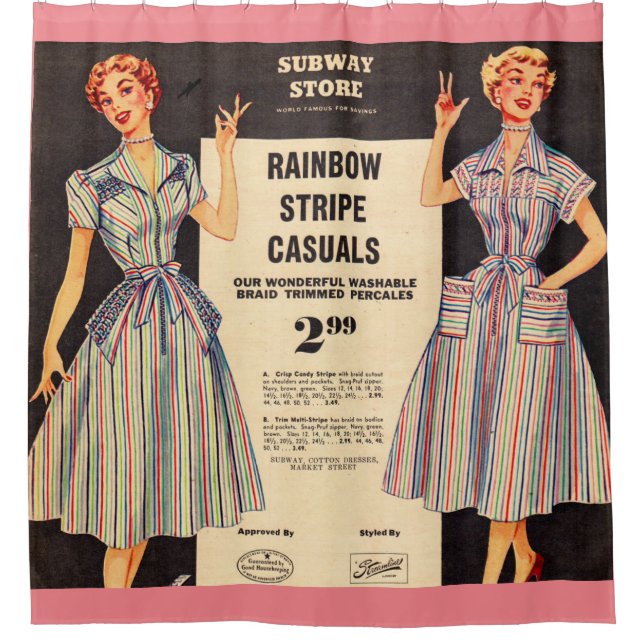 1953 Kleidung im Gimbels Subway Store Duschvorhang (Vorderseite)