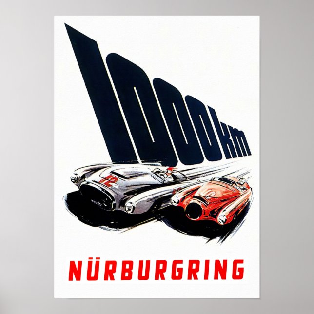 1953 Nurburgring 1000 km Vintager Rennsport Poster (Vorne)