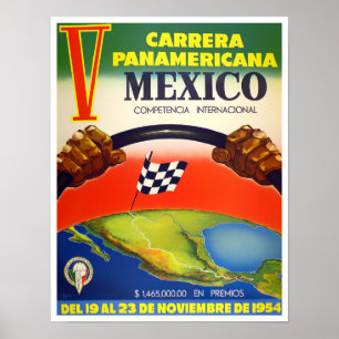 1954 Carrera Panamericana Vintages Rennposter Poster