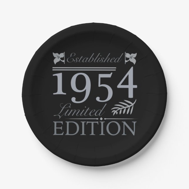 1954 Limited Edition 70 Jahre alt Pappteller (Vorderseite)