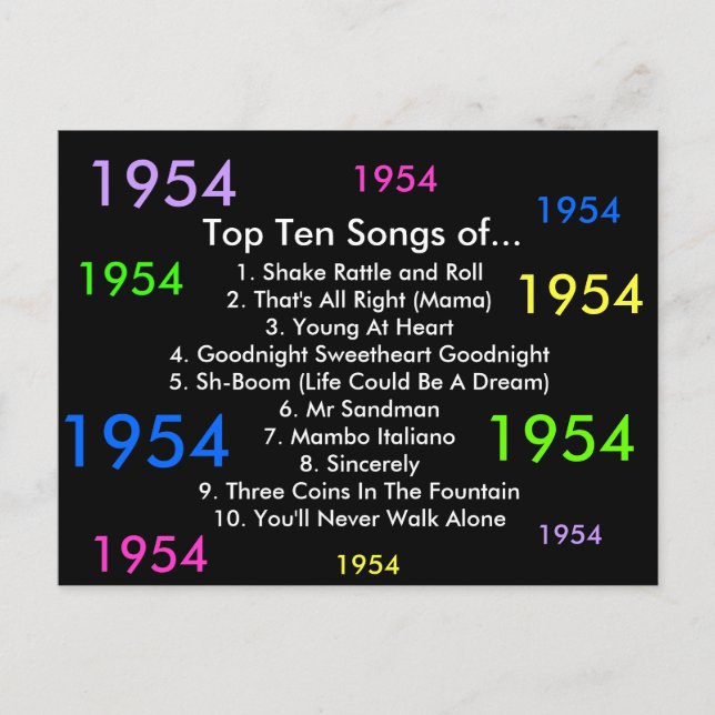 1954 Songs Postkarte (Vorderseite)
