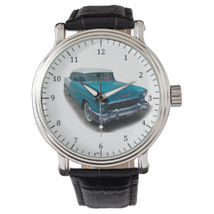 1955 blaue/weiße Bel Air-Uhr Armbanduhr