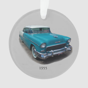 1955 bleu & blanc classique voiture acrylique orne