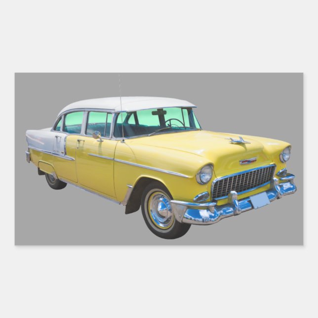 1955 Chevrolet Bel Air Antiker Wagen Rechteckiger Aufkleber (Vorderseite)