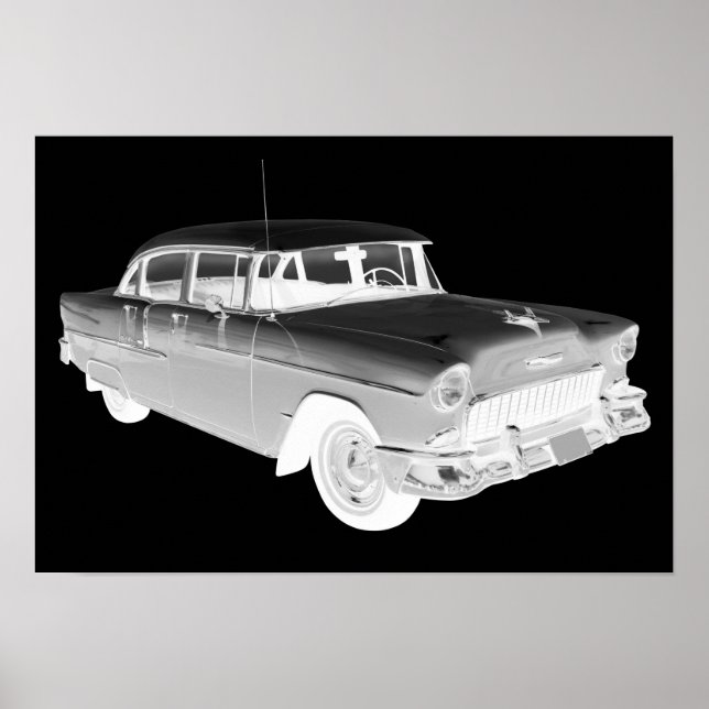 1955 Chevrolet Bel Air Classic Car Art Poster (Vorne)