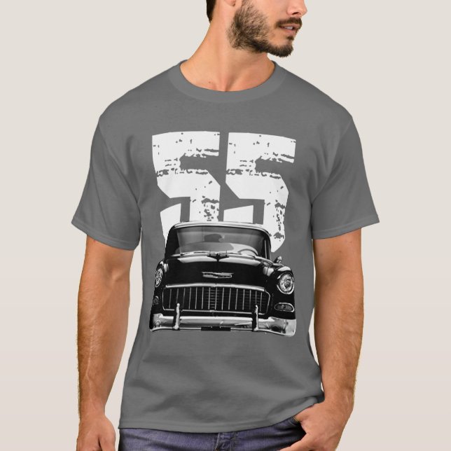 1955 Chevy Bel Air Front Grill View mit White Yea T-Shirt (Vorderseite)