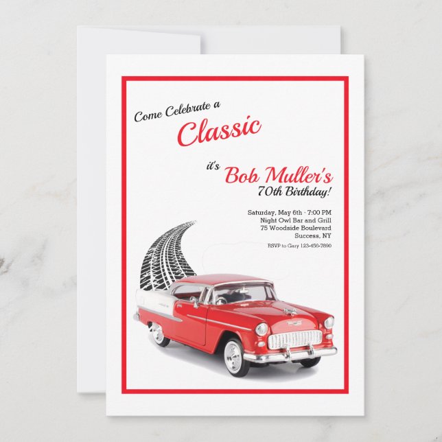 1955 Chevy Bel Air Invitation Vertikal Einladung (Vorderseite)