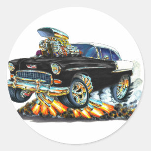 1955 Chevy Belair Black Car Runder Aufkleber