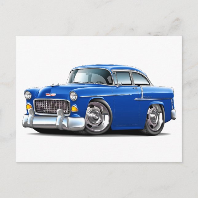 1955 Chevy Belair Blue Car Postkarte (Vorderseite)