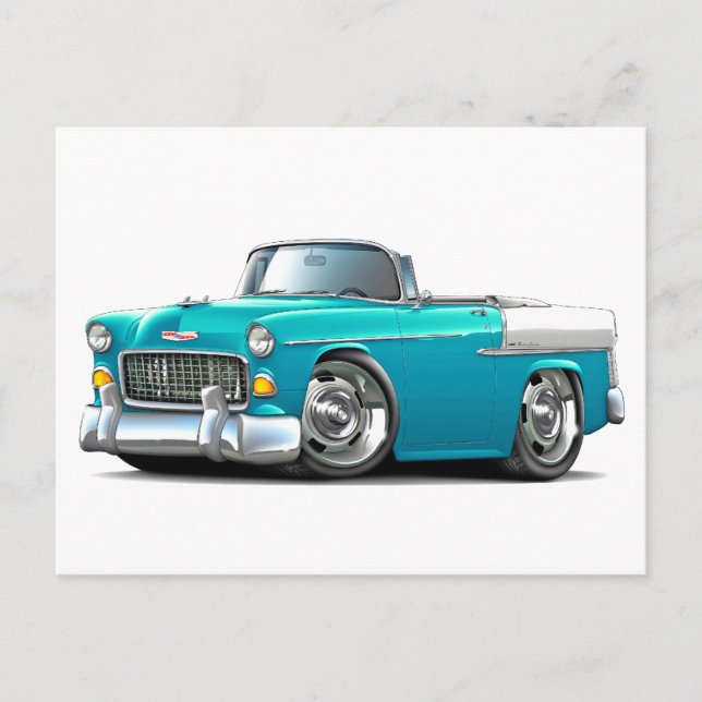 1955 Chevy Belair Türkis-Weiß Convert Postkarte (Vorderseite)