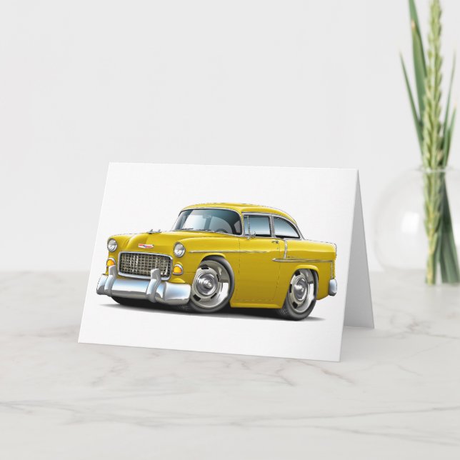 1955 Chevy Belair Yellow Car Karte (Vorderseite)