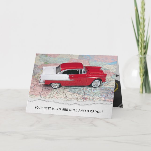 1955 Chevy Car auf dem Fahrplan für das Ruhestand Karte (Vorderseite)
