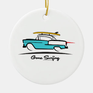 1955 Chevy Hardtop Coupe Gone Surfing Keramik Ornament