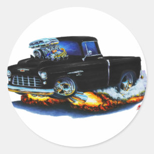 1955 Chevy Lieferwagen Black Truck Runder Aufkleber