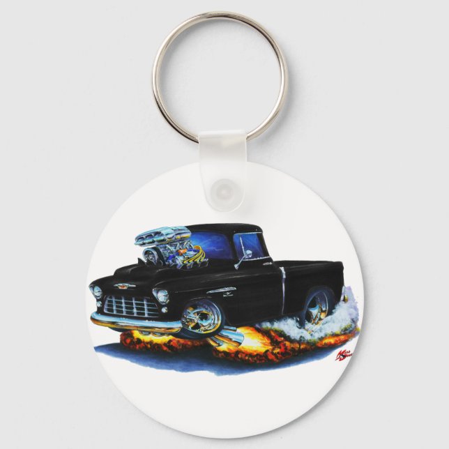 1955 Chevy Lieferwagen Black Truck Schlüsselanhänger (Vorderseite)
